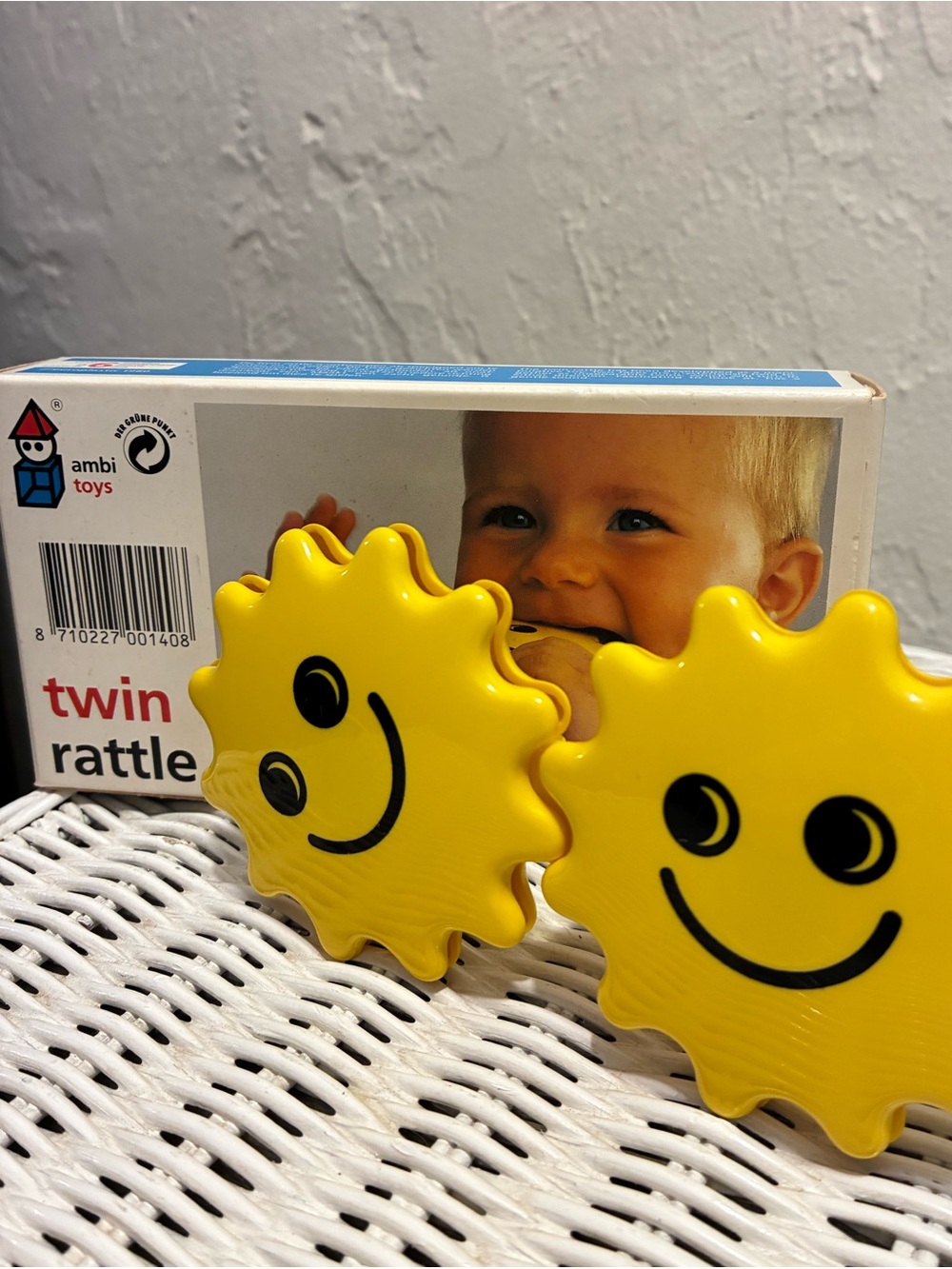 ambi Toys Yellow Sun Twin Rattle